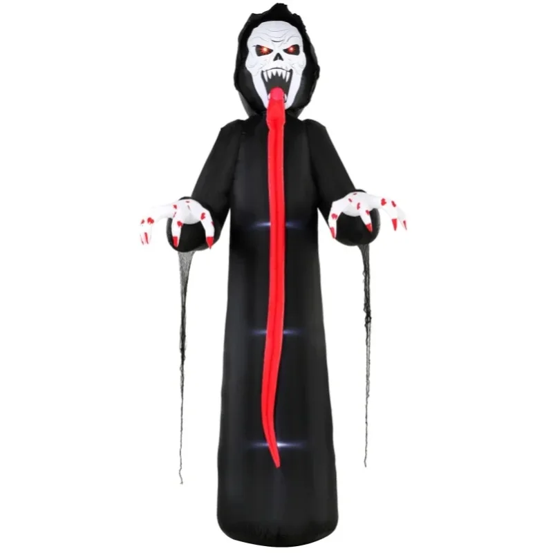 Outsunny Aufblasbares Halloween-Skelett, 310 cm, Halloweendekoration mit LED