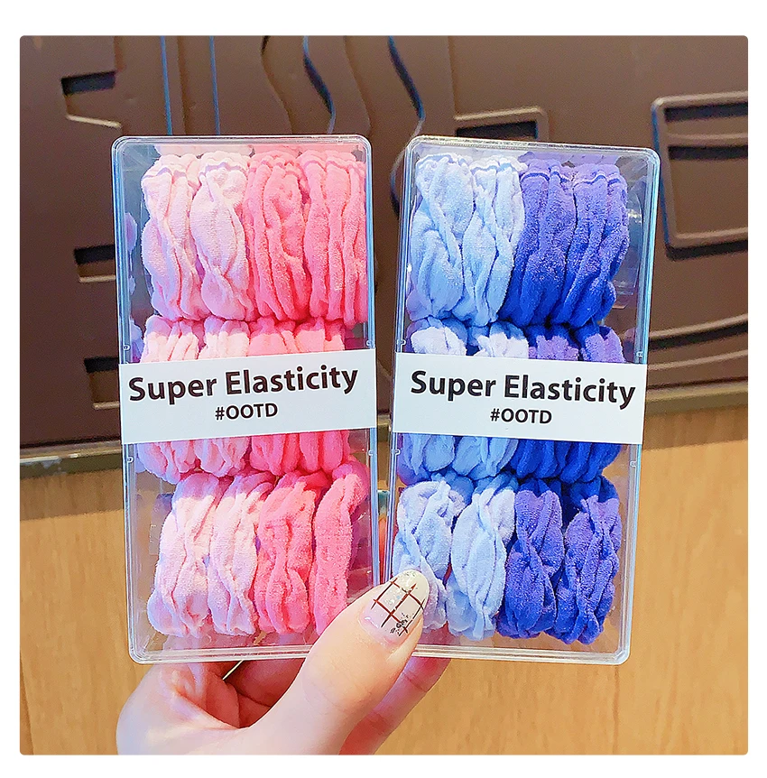 Neue 12er-Box Rüschen-Haargummis für Damen und Mädchen, hochelastische Haargummis aus Stoff, koreanische Macaron-Farben, Pferdeschwanz-Haargummis, Geschenk 2026 – Detail 6