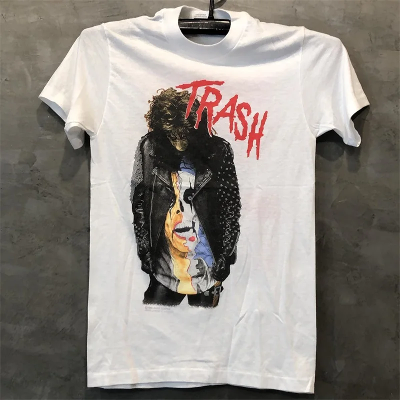 Alice Cooper Alice Cooper Band Portrait Rock Short Sleeve Street Blockbuster Cotton T-Shirt Tide