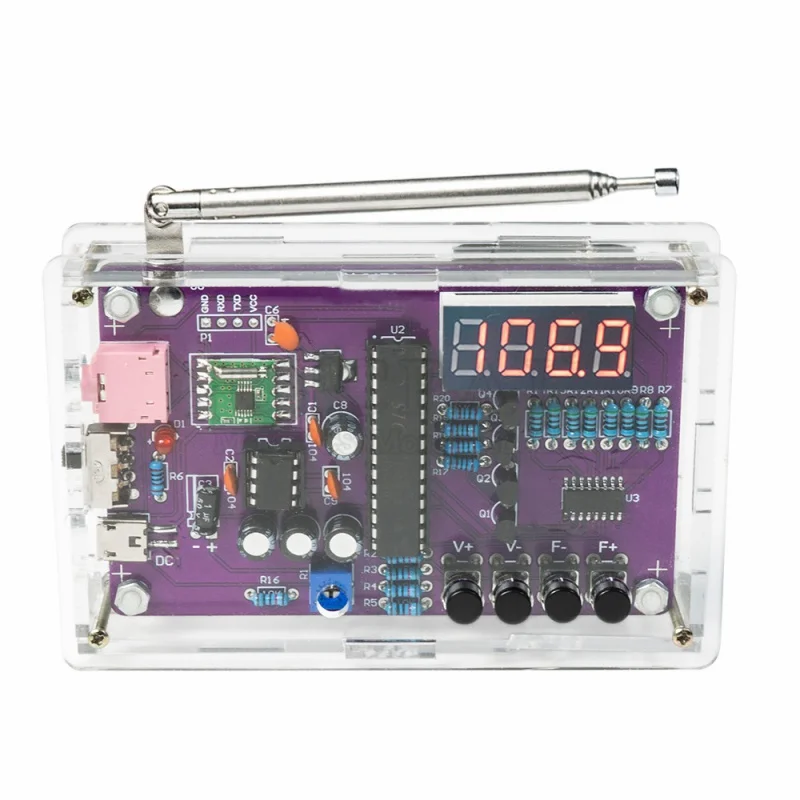 Imagem -02 - Diy Kit Rádio fm Eletrônico Freqüência Ajustável Projeto Pcb Solda Assembleia Prática Solda Rda5807s 87108mhz Double Power