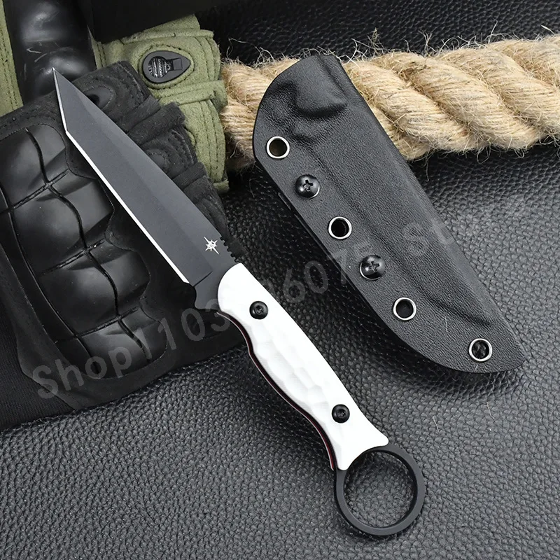 TO/OR Sharp Straight Knife 8Cr13Mov Blade G10 Handle Suitable for Jungle Camping and Explorations Practical Cutting Knife