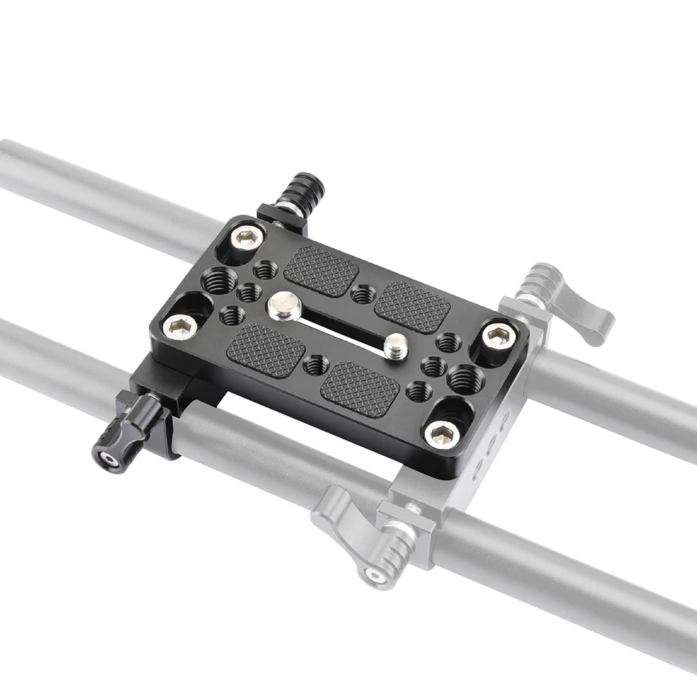 KIMRIG Camera Mounting Plate Tripod Mounting Base Plate Integrated With 15mm Dual Rod Clamp For Shoulder Support Rig