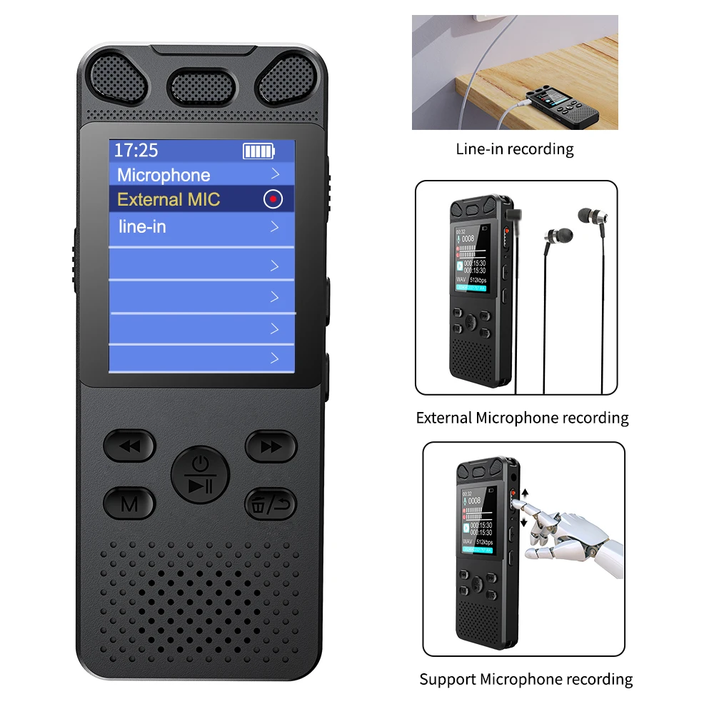 Vandlion V71 One-key Operation Voice Activated Digital Audio Voice Recorder 16GB 32GB USB Record Non-Stop 120Hours Noise Reduce