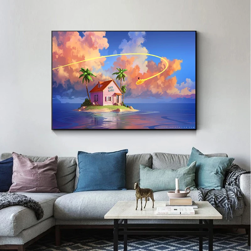 Japan Classic Anime Dragon Ball Goku Poster Kame House Canvas Painting Prints Wall Art Child Room Decor Christmas Kids Gift