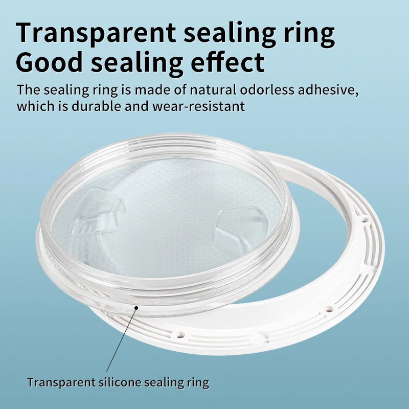 Plastic 4-6 inch white circular transparent inspection hatch deck anti-corrosion cover, used for marine yacht RV trucks