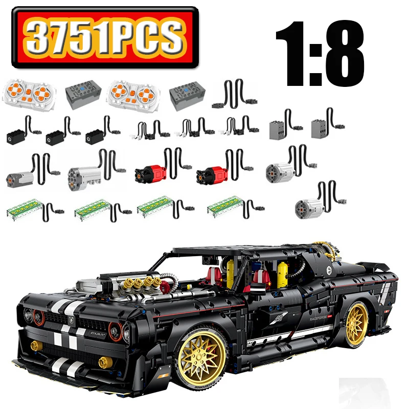 3751Pcs 1:8 Technical Remote Control Supercar Model Building Block Set Creative Sports Car Bricks Toy for Boys Birthday Gift