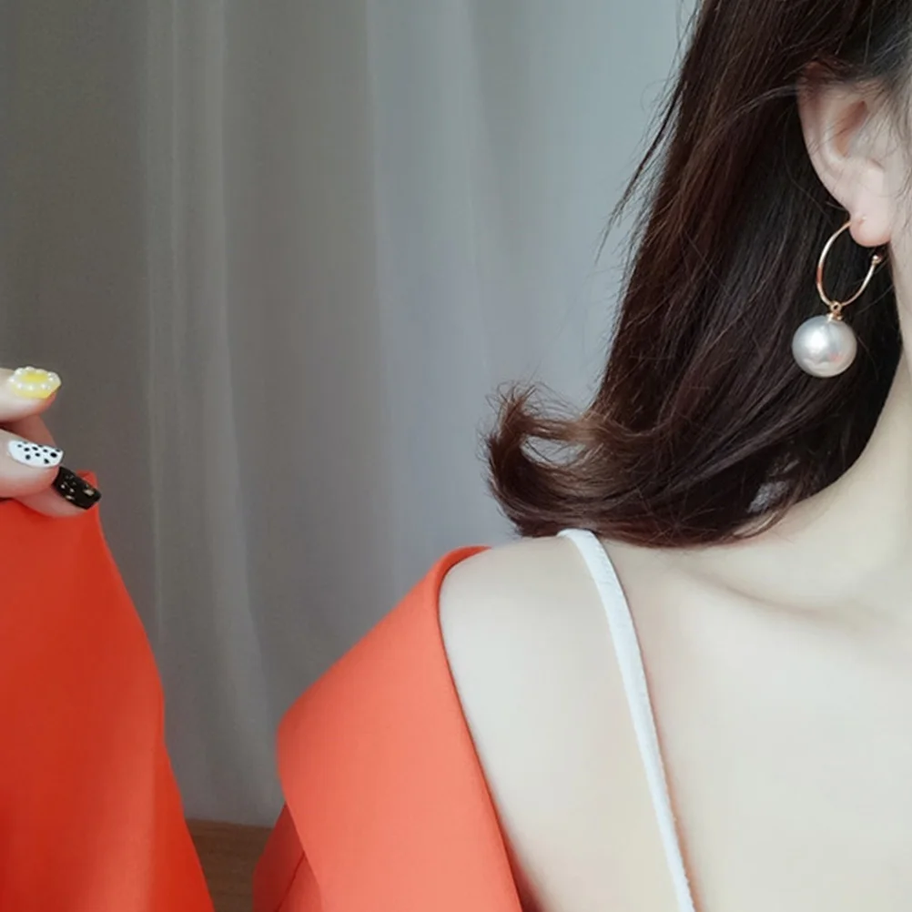 

Imitation Pearl Earrings Women Fashion Elegant Ear Decor Party Dance Performance Wear Durable Fine Workmanship Gift For