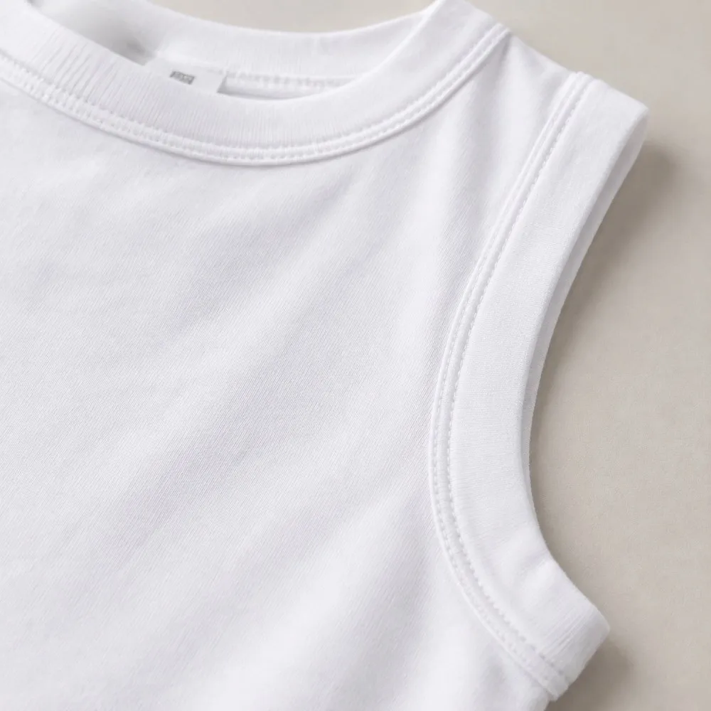 Trendy Solid Color Ribbed Tank Top Round Neck Off Shoulder Sleeveless Blouse Cotton Slimming Knit Tank Top Women