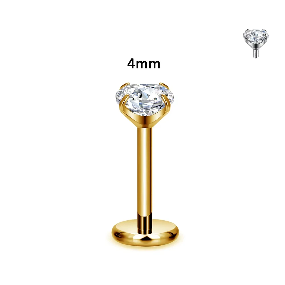 G23 Titanium Round Lab Piercing Nose Stud, Body Jewellery