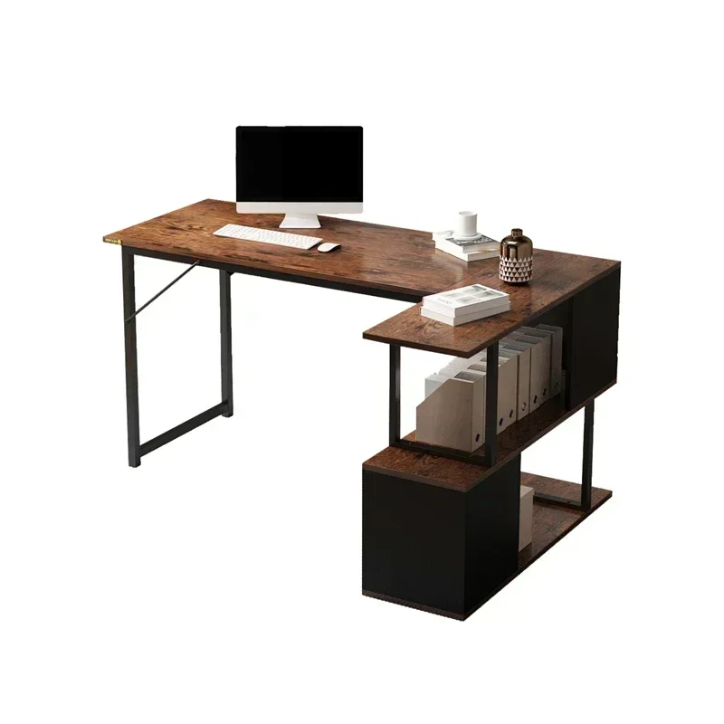 

Modern Office Table Computer Desk with Bookshelves Metal Office Furniture Study Home Use Simple Study Table Laptop Desktop