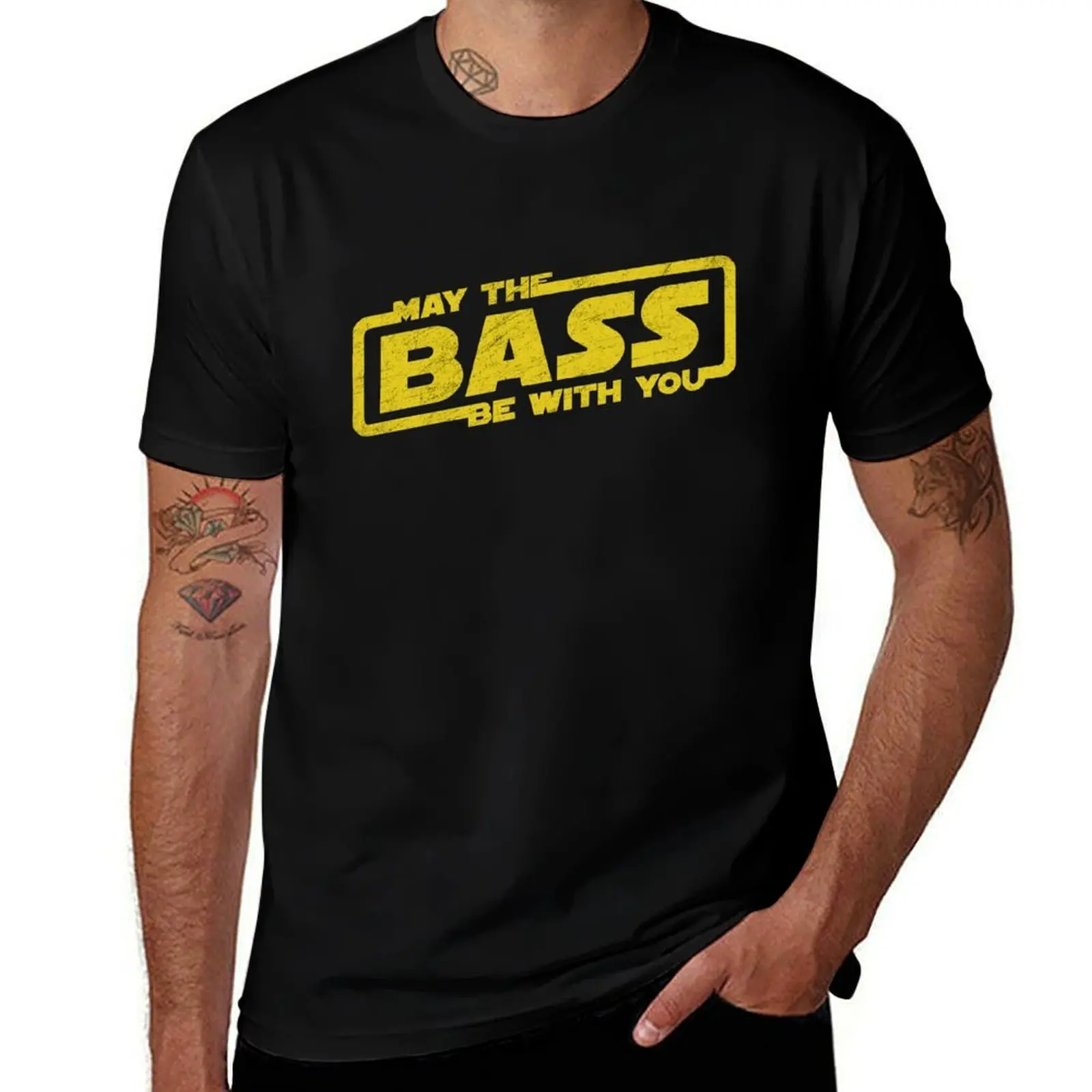 May The Bass Be With You - Electro Party Techno EDM T-Shirt Durable Work Wear T-Shirt