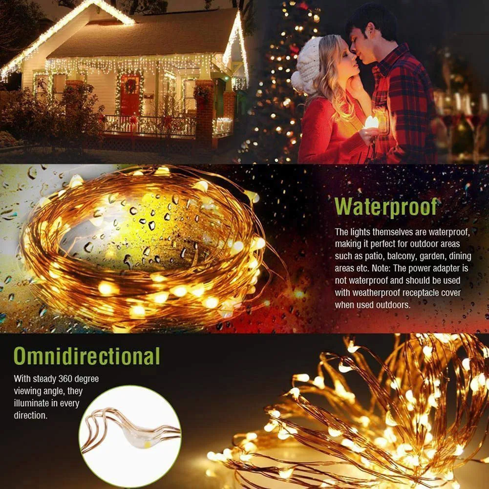 5M 20M LED Solar Light Outdoor Lamp String Lights For Holiday Christmas Party Waterproof Fairy Lights Garden Garland Copper Wire