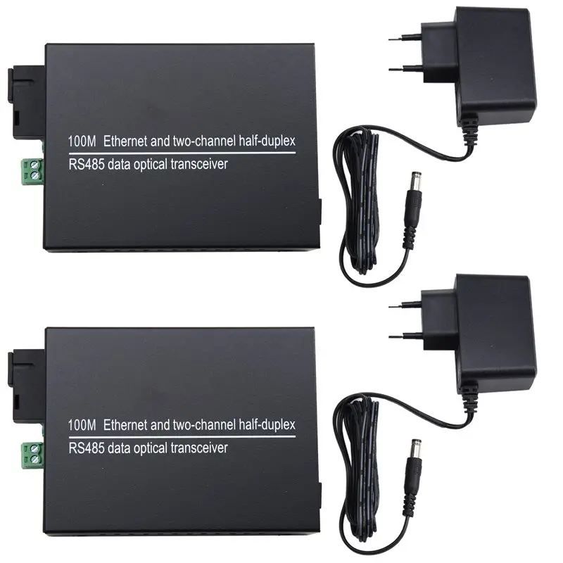 AT82-RS485 محول موسع البيانات عبر جهاز إرسال واستقبال الألياف الضوئية، زوج واحد بما في ذلك 10/100 ميجابت في الثانية إيثرنت SM SX EU PLUG