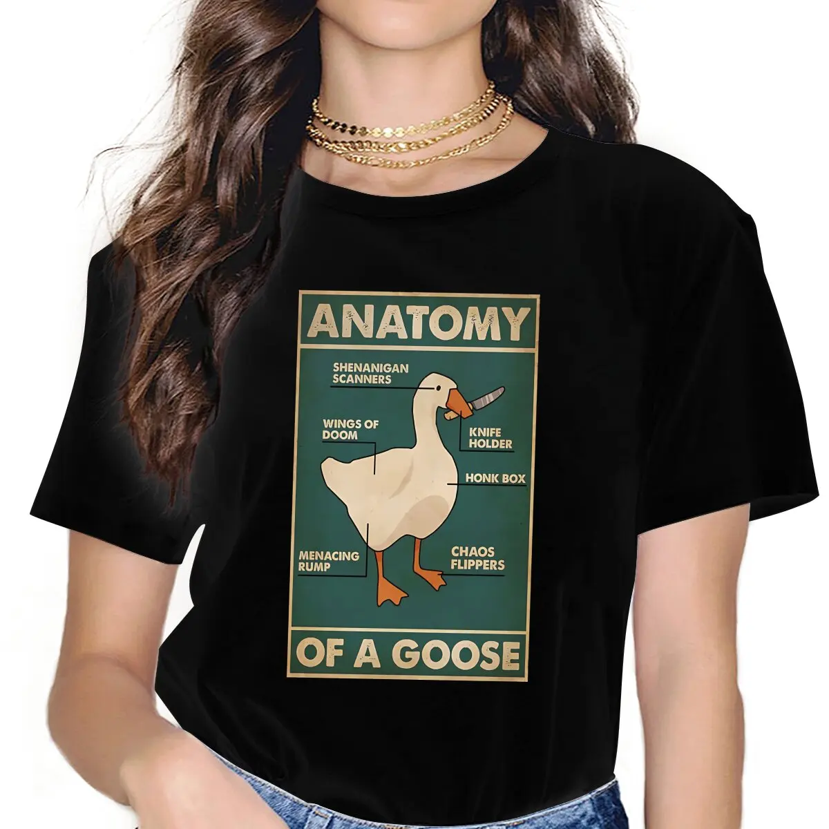 Anatomy Women Clothing Untitled Goose Game Graphic Female Tshirts Vintage Graphic Loose Tops Tee Kawaii Girls Streetwear