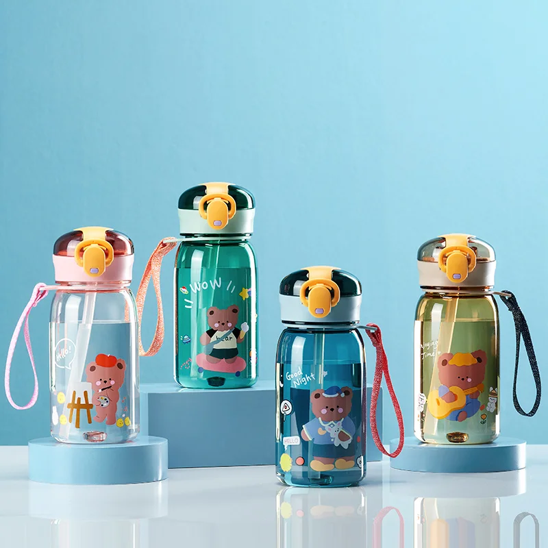 

Children's Lovely Cup Cartoon Leakproof Water Bottles Kids Water Sippy Cup with Straw Portable Drink Bottle Safe Drinking Bottle