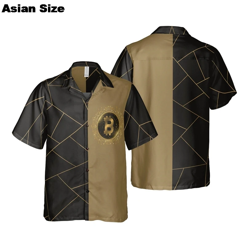 

Cool Bitcoin Crypto 3D Printed Shirts For Men Clothes Fashion Mystery Money Beach Shirt Casual BTC Short Sleeve Kids Blouses