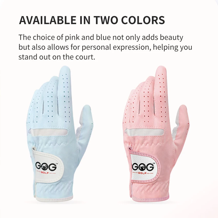 Golf gloves for women lady Girl Professional 1 Pair Pink Blue 2 Colors fabric sports golf game ball Tennis Baseball Gift 1Pair