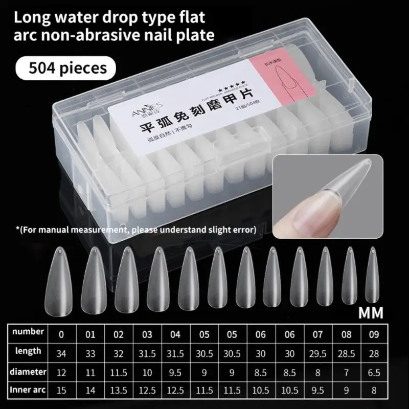 504-100pc Full Cover Press On Nail Tips Coffin French Acrylic ABS For Manicure Fingers C Smile Sharp Nails Extension Capsule