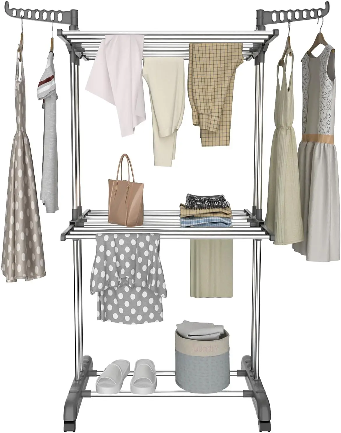

Wall Mounted Drying Rack 40" Laundry Drying Rack Collapsible Retractable Clothes Drying Rack 5 Aluminum Rods 60 lb Capacity with