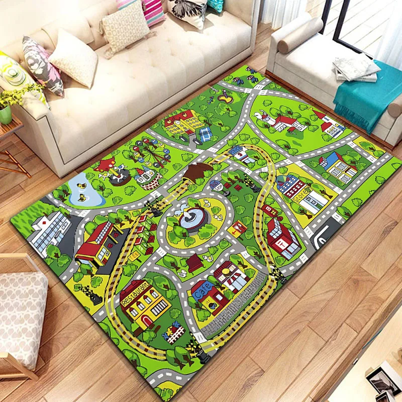 Kids Carpet City Play Mat, Learn & Have Fun Safely for Cars & Toys,Pack Playmat City Life Carpet for Kids,Play Room Rug 15 Sizes