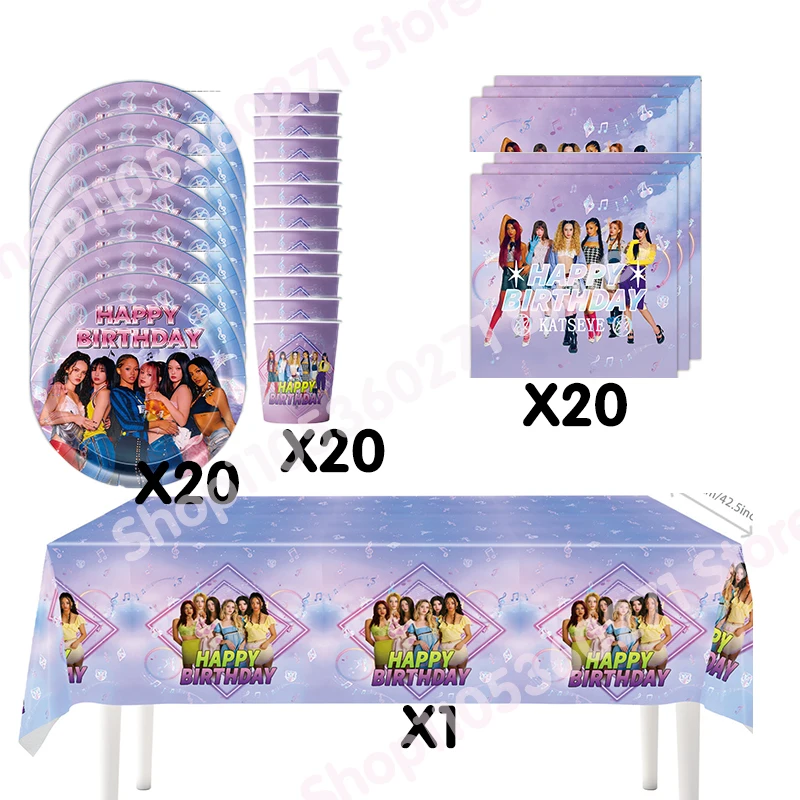 K-Katseye Verjaardagsdecoratie Kpop Girl Group Servet Ballon Beker Plaat Tafelkleed Banner Voor Meisjes Festival Party Fans Cadeau