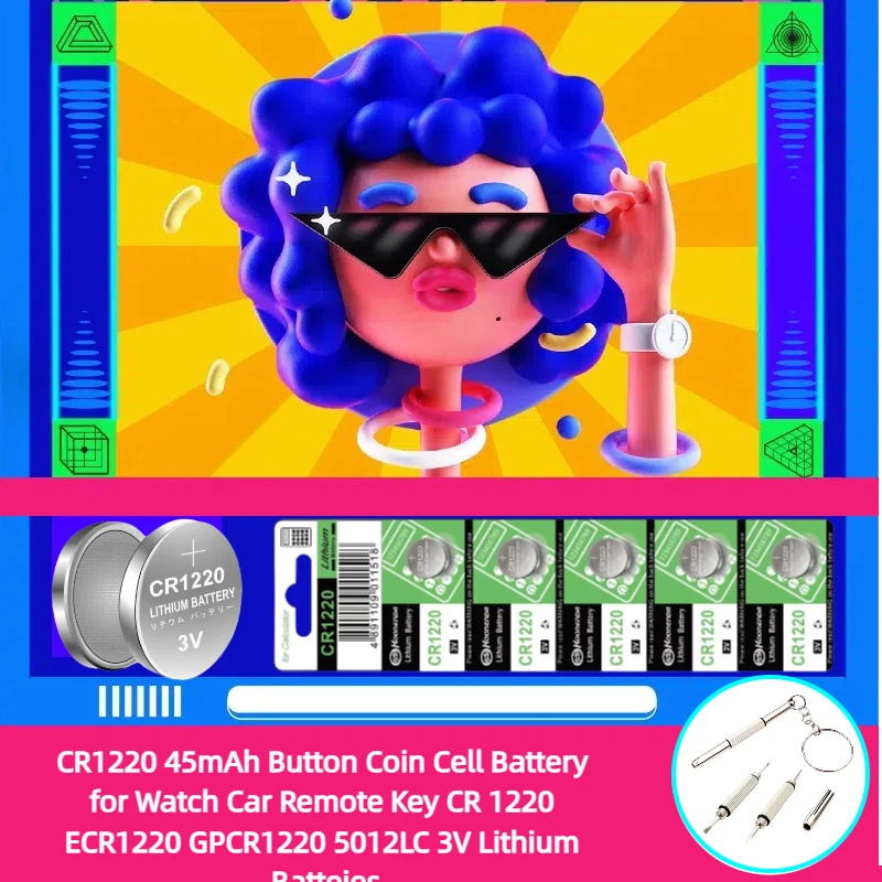 

CR1220 45mAh Button Coin Cell Battery for Watch Car Remote Key CR 1220 ECR1220 GPCR1220 5012LC 3V Lithium Batteies