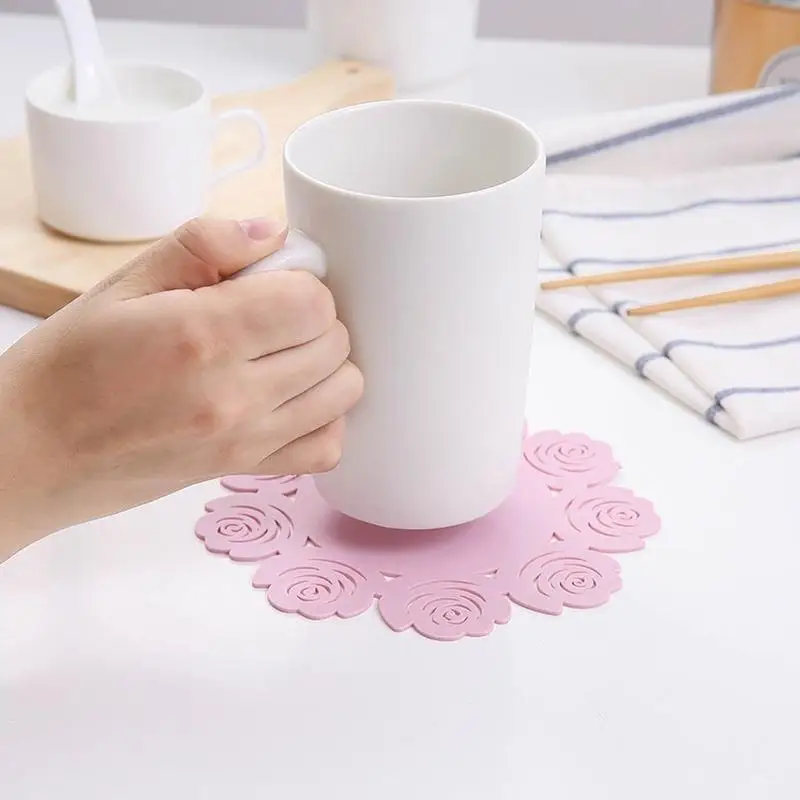 Rose Silicone Pot Mat Insulation  Kitchen Anti-scalding Table