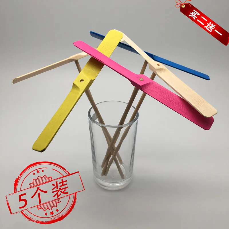 Bamboo Dragonfly Hand Rubbing Wooden Hand Spinning Flying Parent-child Outdoor Toy