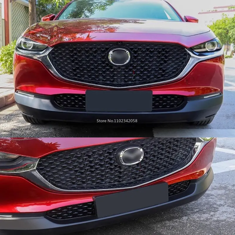 For Mazda CX-30 CX30 2022 2023 Front Lower Bumper Grill Grille Moulding Cover Front Bottom Middle Net Decoration accessories