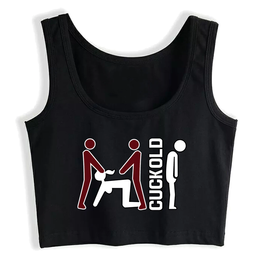 Bad Man Left Out Cuckold Threesome Design Sexy Fit Crop Top Hotwife Humor Fun Flirting Style Tank Tops Swinger Naughty Camisole