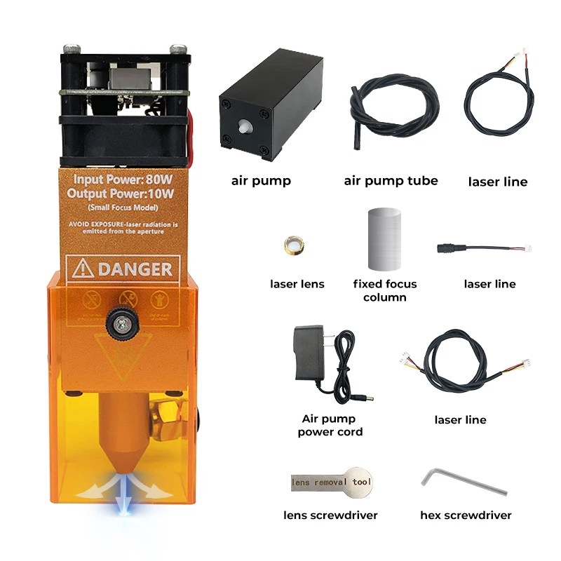 80W laser module with air pump CNC laser head 10W power 12V 24V laser engraving module for DIY cutting and engraving machine