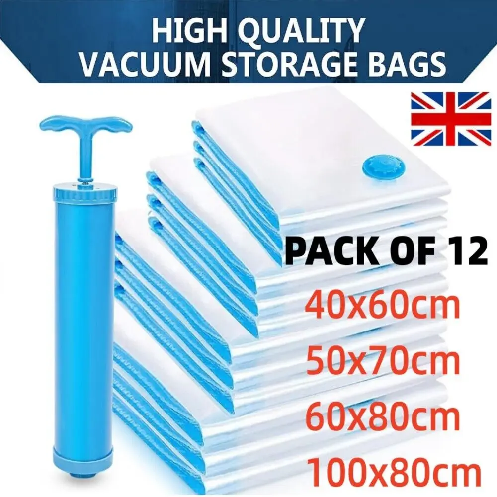 Vacuum Storage Bags (12-Pack) for Duvets & Clothes