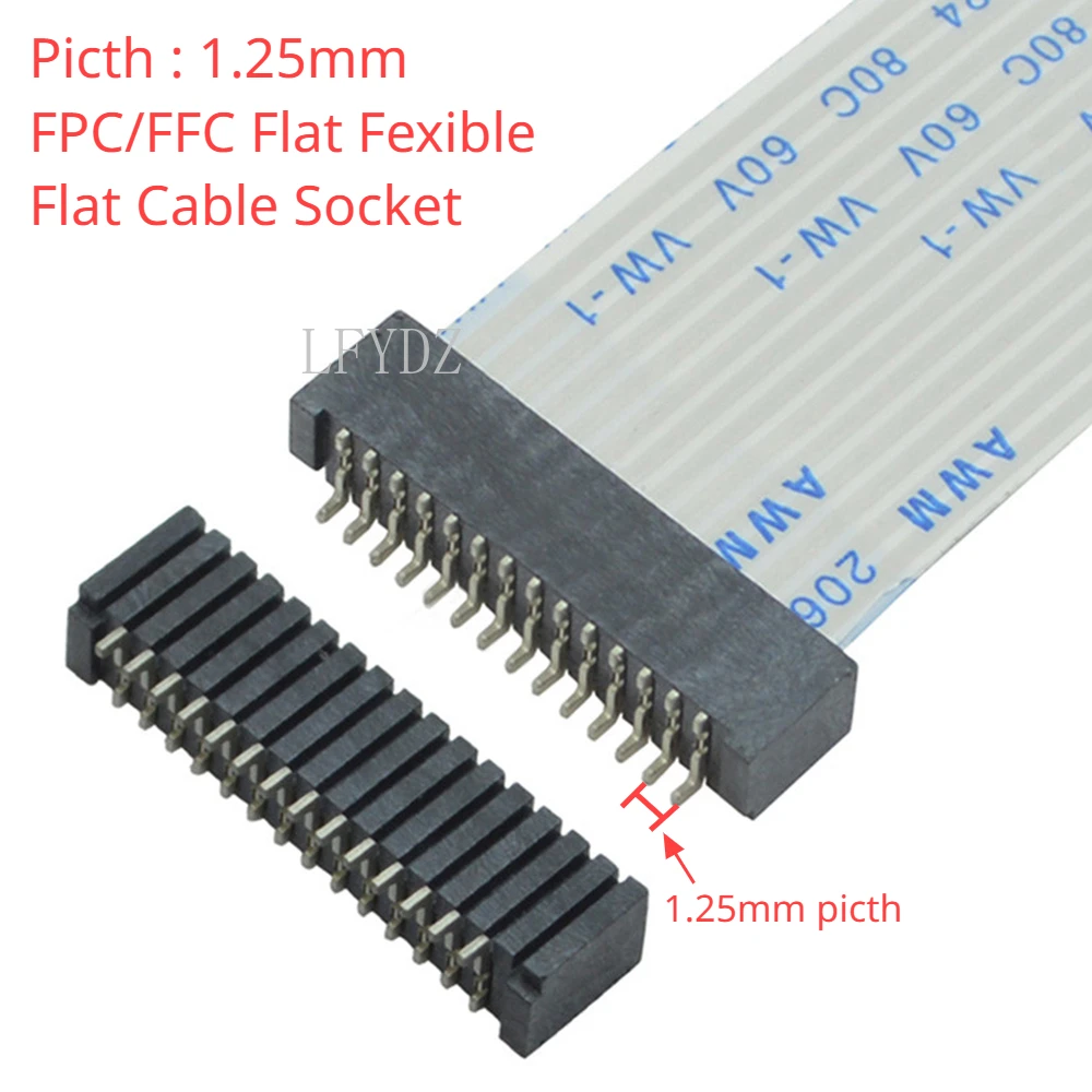 

10Pc FPC/FFC Flat Flexible Flat Cable Socket 1.25mm Spacing Double-Sided Horizontal Patch Connector 4-28p AWM 20624 80c 60V VW-1