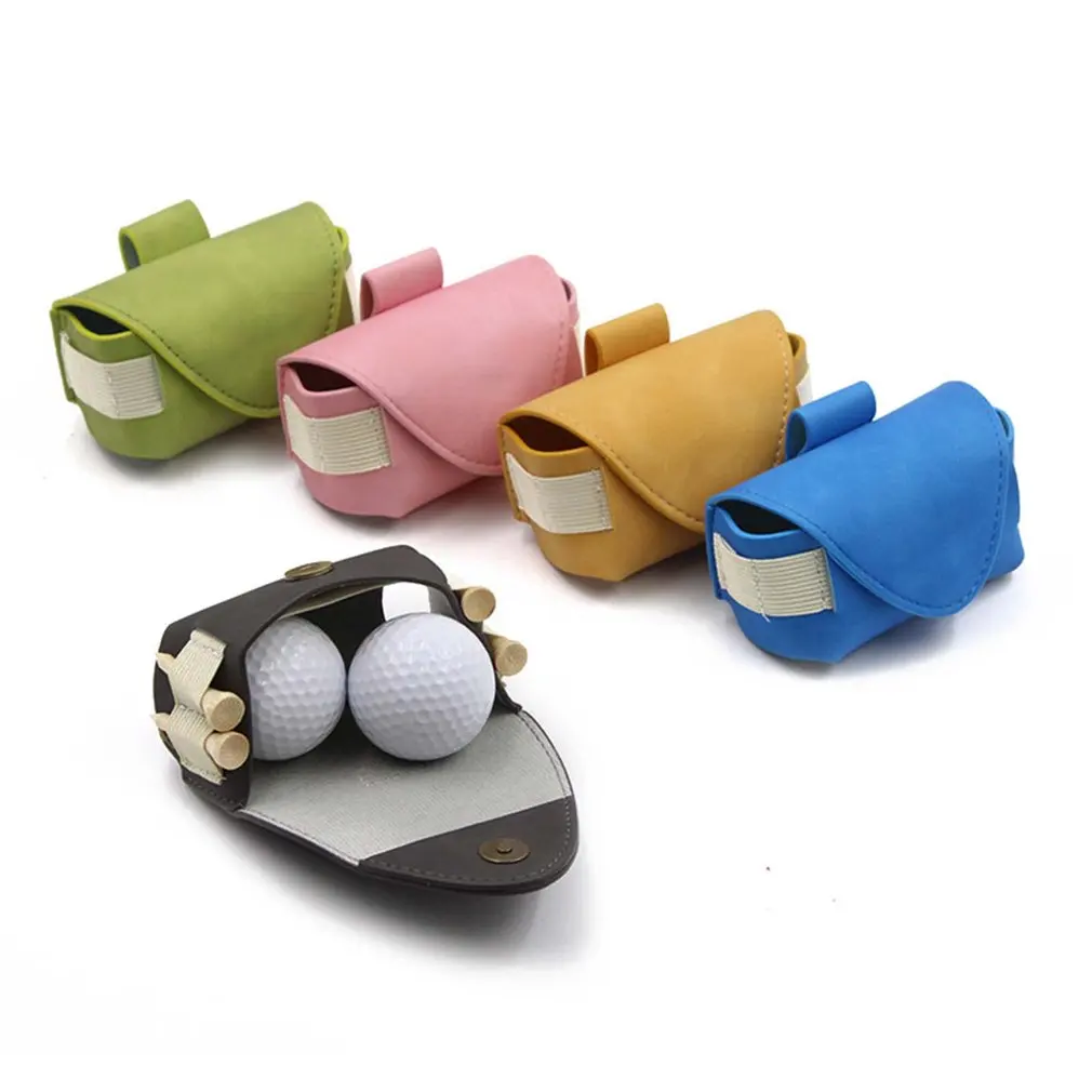 Golf Bag Flips Magnetic Suction Ball Nail Bag Belt Golfer Gift Waist Two Balls Sports Accessories PU Golf Bags