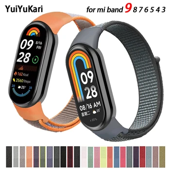 สร้อยข้อมือสําหรับMi Band 9 8 7 สายไนลอนกีฬาLoopนาฬิกาเข็มขัดPulsera Correa Miband 8 สายรัดข้อมือสําหรับXiaomi Mi Band 5 4 3 สร้อยข้อมือ