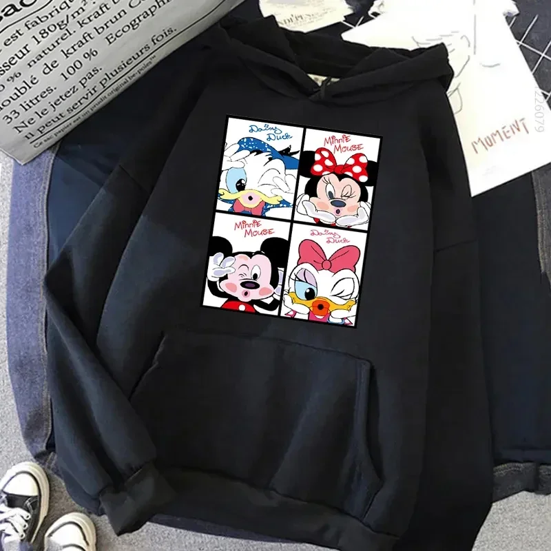 Disney Hoodies Women Harajuku Classic Role Mickey Mouse Graphic Print Streetwear Tops Long Sleeves Pullover Casual Sweatshirt