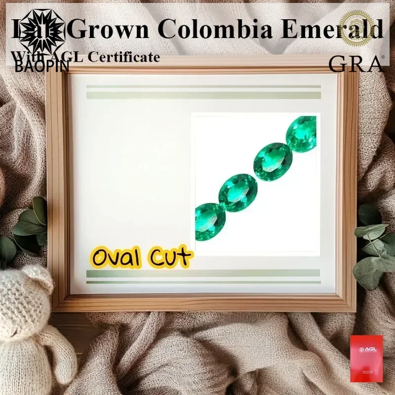 

Lab Grown Colombia Emerald Loose Stone Oval Cut Hand-cut Hydrothermal Gemstone for Jewelry Making Selectable Certificate