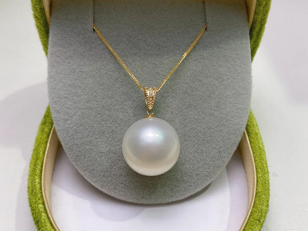 Natural Charming 12-13mm Genuine White Round Pearl for Women Pendnats Sterling Silver 925