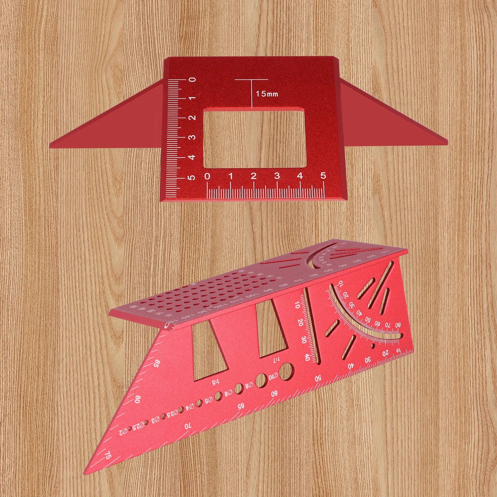 3D Multi-Angle Measuring Ruler Aluminum Alloy 45/90 Degree Multifunctional Ruler Miter Triangle Ruler Dual 45° Angle Marking