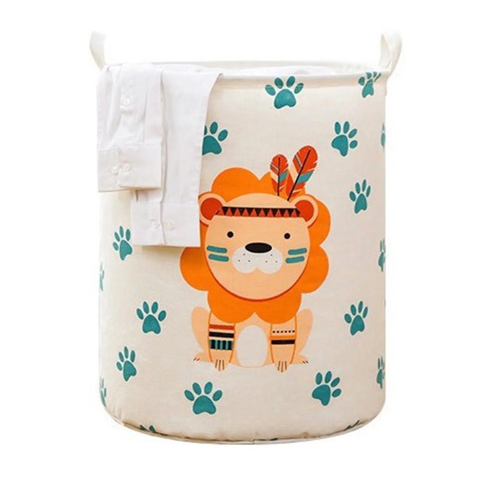 

100L Lion Pattern Dirty Laundry Basket Foldable Clothes Toys Sundries Baskets Home Toilet Bathroom Storage Bucket