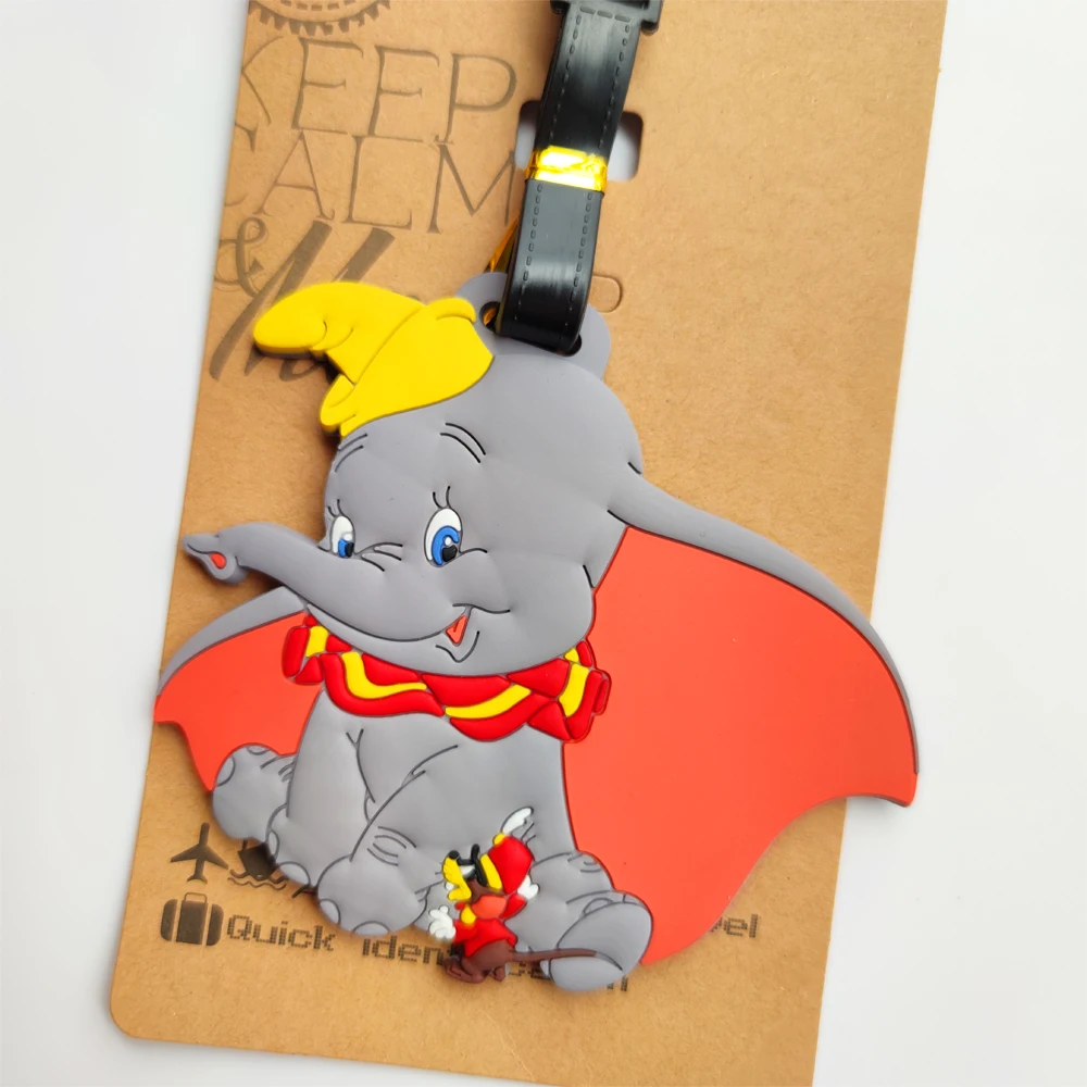 Disney Dumbo New Cartoon Elephant Luggage Tags Silicon Name ID Travel Suitcase Handbag Tag Accessories Portable Label Gift