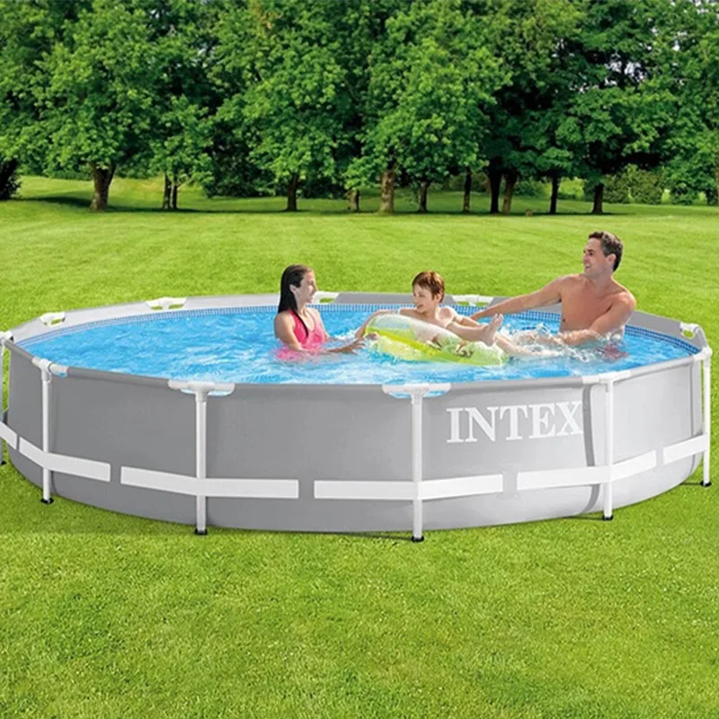 

Portable PVC Round Pool Intex 26710 12' X 30" Metal Frame Swimming Pool Family Round Steel Above Ground Frame Swimming Pool