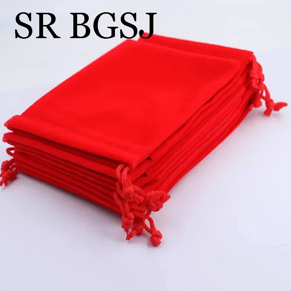 10Pcs 9x12cm Wholesale Wedding Jewelry Packing Red Velvet Small Gift Bags