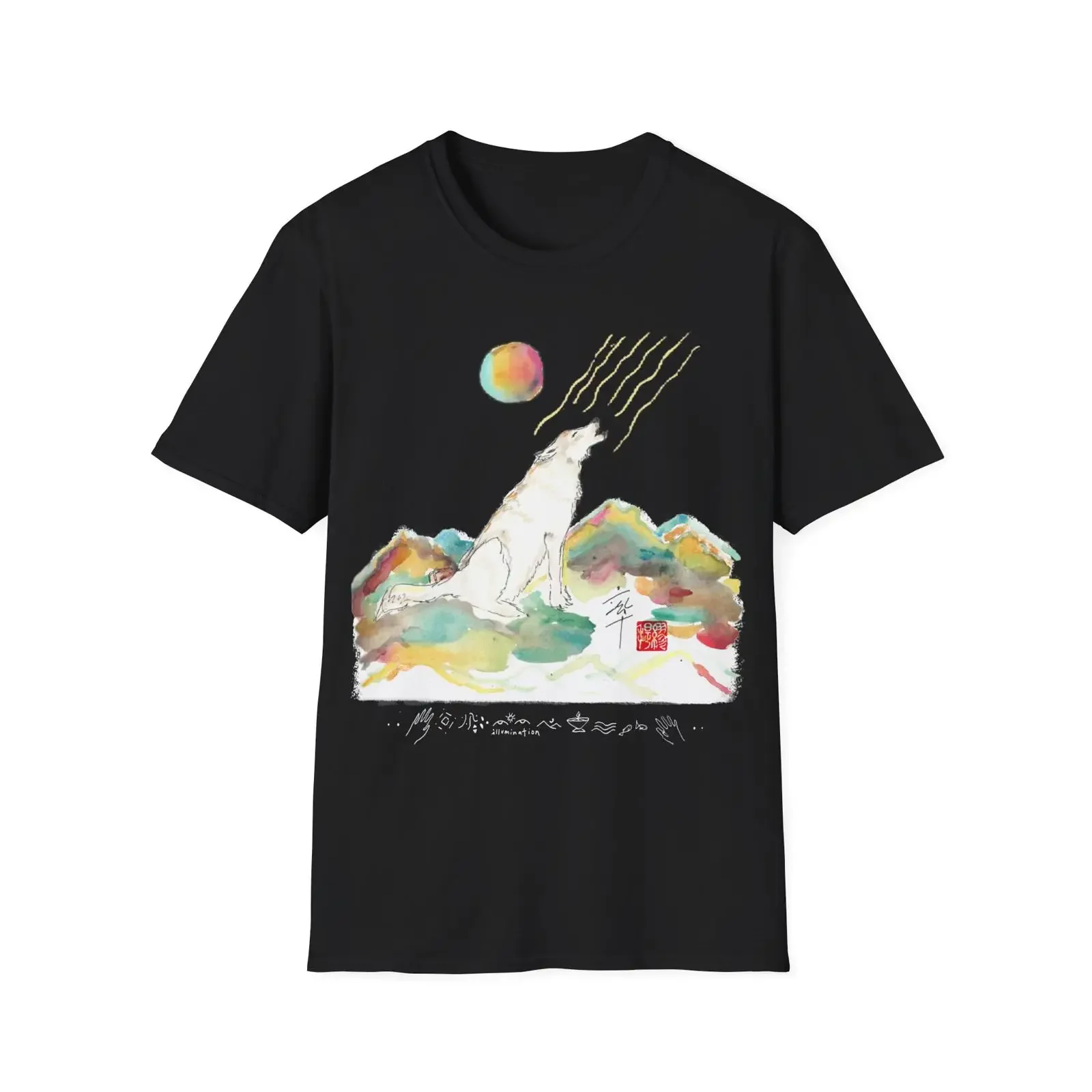 Illumination Wolf Darker T Shirt Option vintage Washed graphic Versatile Soft fashion designer clothes streetwear Stretched