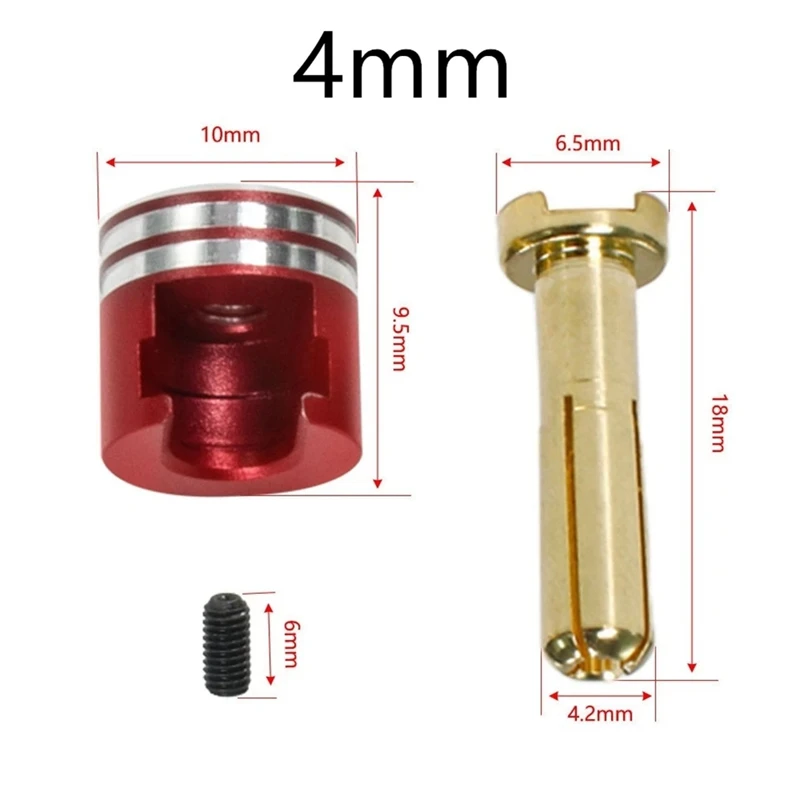 ABVJ-Welding-Free Hard Shell Metal Heatsink Bullet Plugs & Grips 4Mm/5Mm Set For 1/10 Off-Road Truck RC Car Upgrade Parts