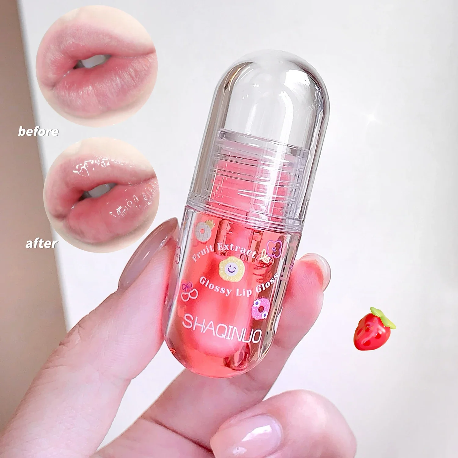 Moisturizing Fruit Lip Oil Transparent Jelly Water Light Lip Gloss Korean Sexy Clear Lips Tint Plumping Korean Lip Care Makeup