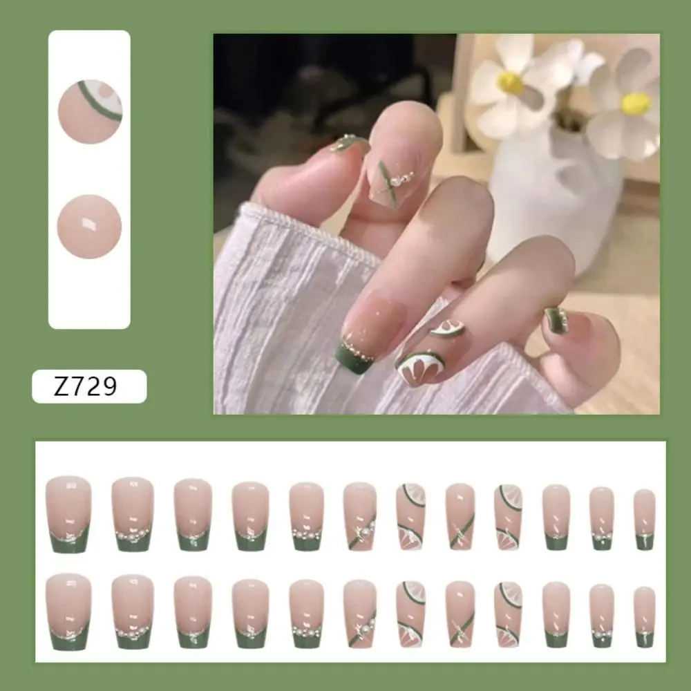 New Long Ballerina False Nails French Full Cover Nail Tips Detachable Summer Colorful Press on Nails Women Girls