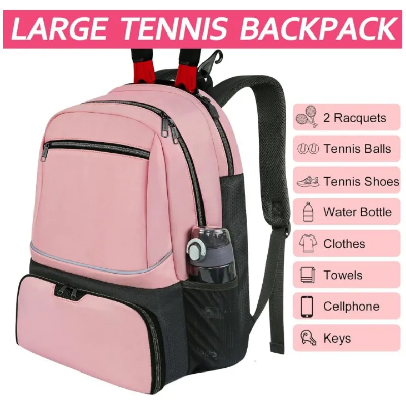 Tennis Racket Bag Sports Storage Bag with Separate Shoe Compartment Travel Backpack for Tennis Badminton Rackets, Balls Sports