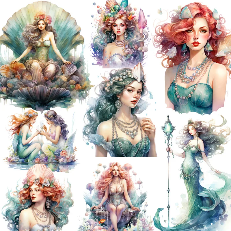 16Pcs/Pack Mermaid Girls Sticker DIY Craft Scrapbooking Album Junk Journal Decorative Stickers