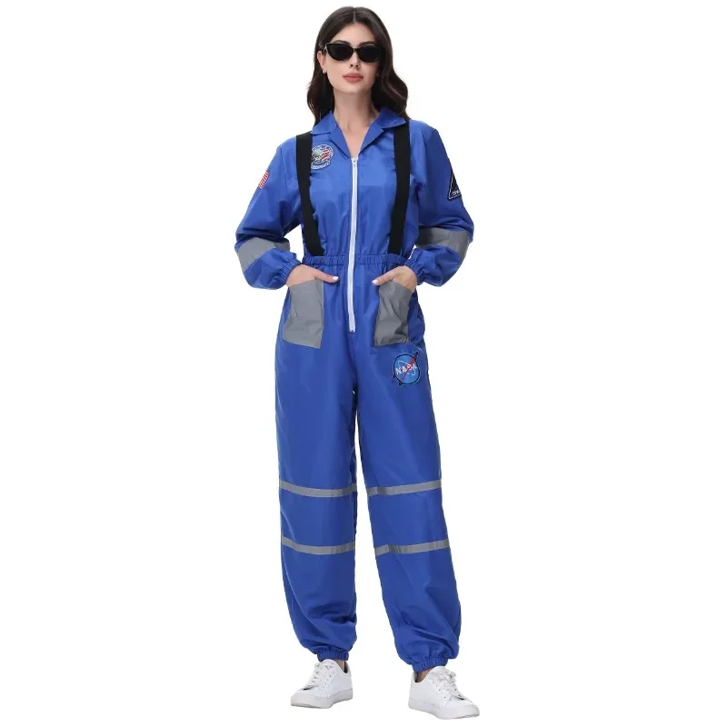 

Blue Spaceman Costume for Adult Women - Astronaut Jumpsuit Halloween Cosplay Fancy Dress Party Suit